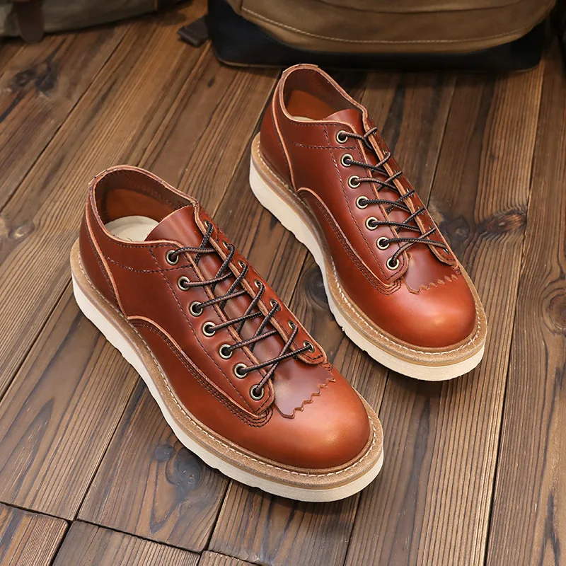 Luxury Handmade Vintage British Men Casual Shoes Cow Leather Tooling Ankle Boots Desert Loafers Designer Shoe Men Spring Autumn