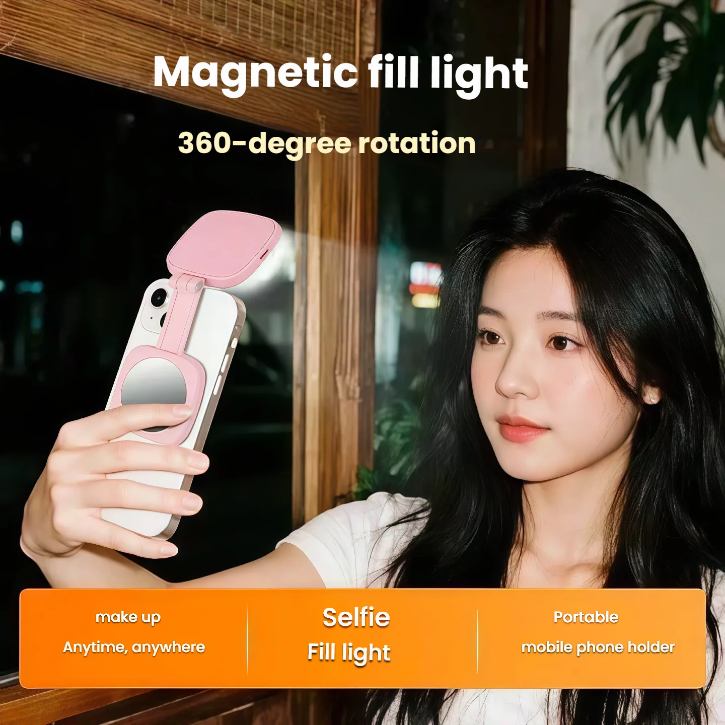 

Магнитная лампа для селфи для MagSafe iPhone 360° ° Светодиодный кольцевой светильник с зеркалом идеально подходит для селфи, видеоблогов и видеозвонков