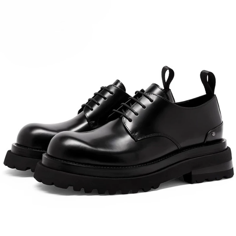 

Soft and Comfortable Breathable Sheepskin Lining Men's Dress Shoes Genuine Leather Business Casual Thick Soled Derby Shoes Male