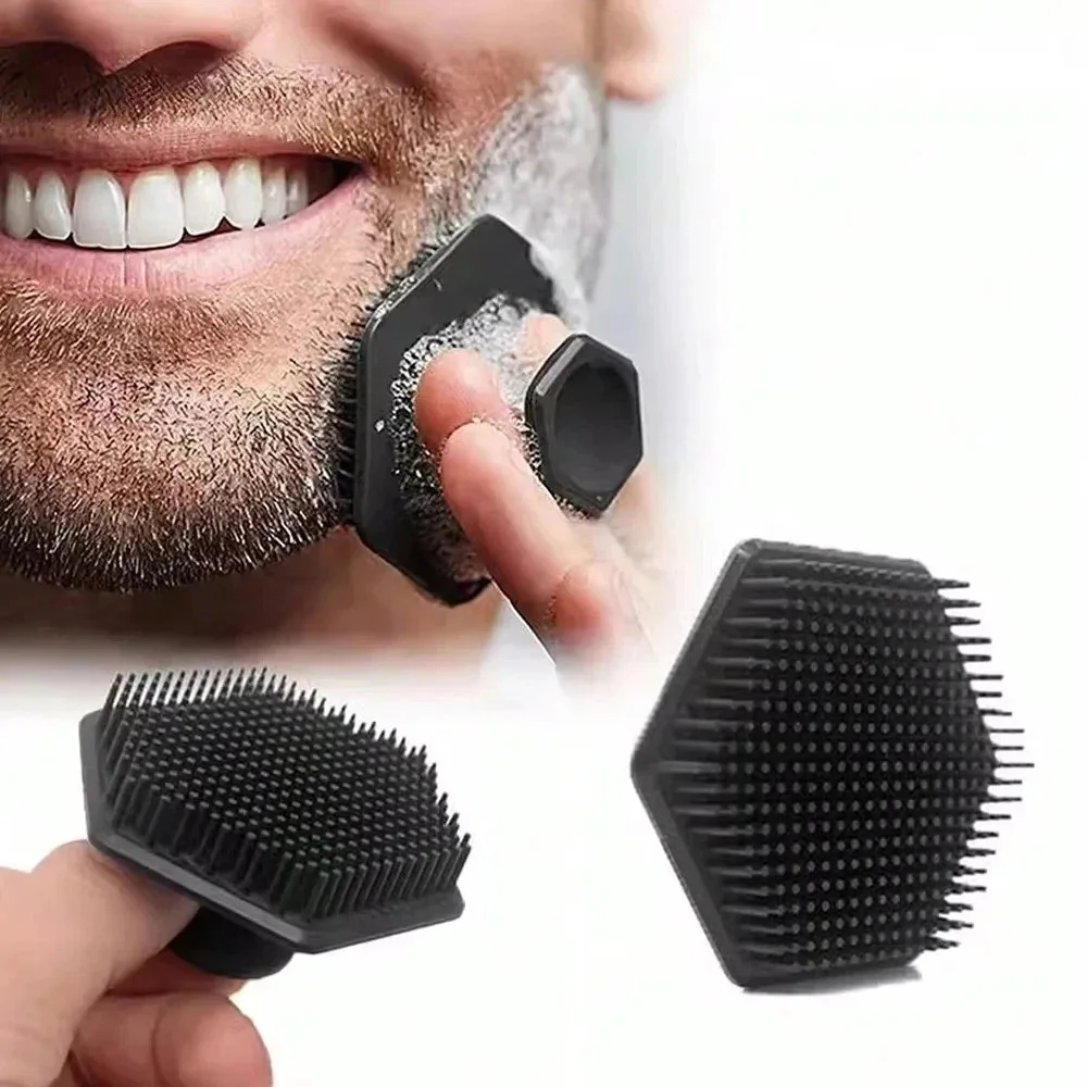 Sechseckige Silikon-Gesichtsbürste - Sanft zur Haut, Perfekt für die Rasurvorbereitung von Männern, Reinigt den Bart Gründlich & Exfoliert die Haut Sanft
