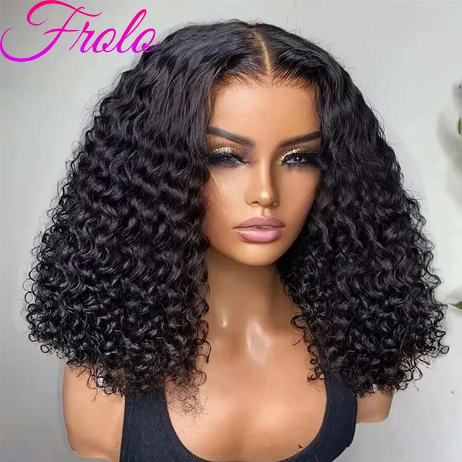 ウォーターウェーブボブ　見えないストラップ　接着剤不要ウィッグ　人毛　4x4 HDレースフロント　サマーウィッグ　ノーリーブアウト　クールウィッグ　初心者向け