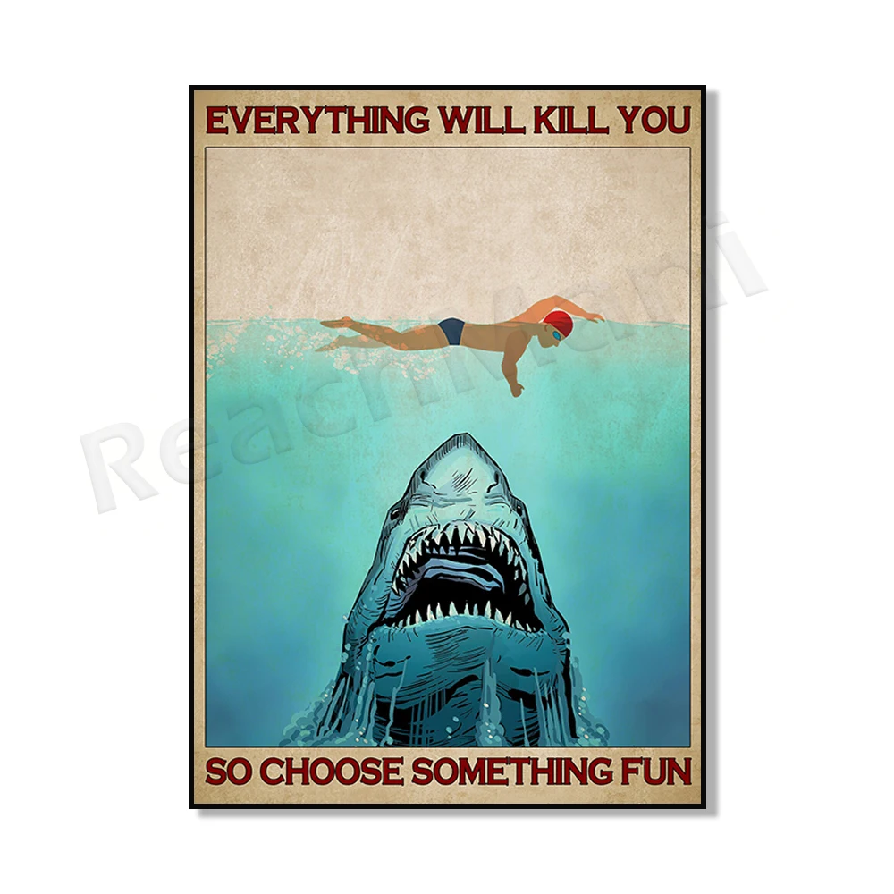 الغوص في المحيط أذهب أن أفق عقلي والعثور على ملصق روحي ، ملصق القرش ، ملصق الغوص ، هدية السباحة الحب