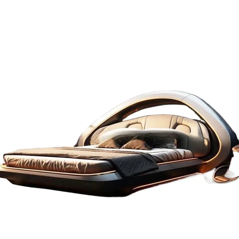 AI technology sense design double bed, science fiction sense bedroom big be d