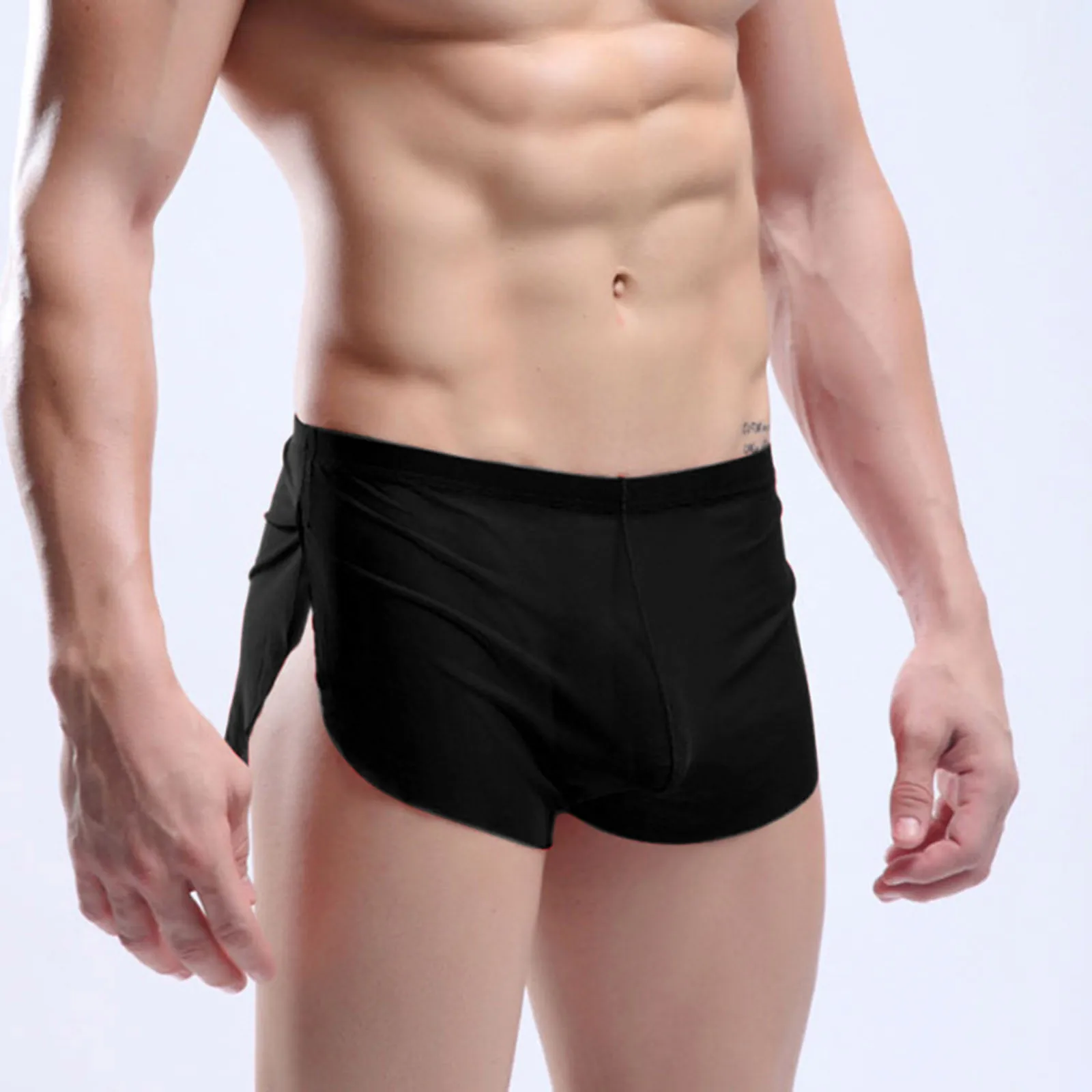 Sport Jogger Shorts Sexy Men Running Shorts Exercise Elastic Comfortable Jogging Sweatpants Boxer Shorts Pajamas Side Split