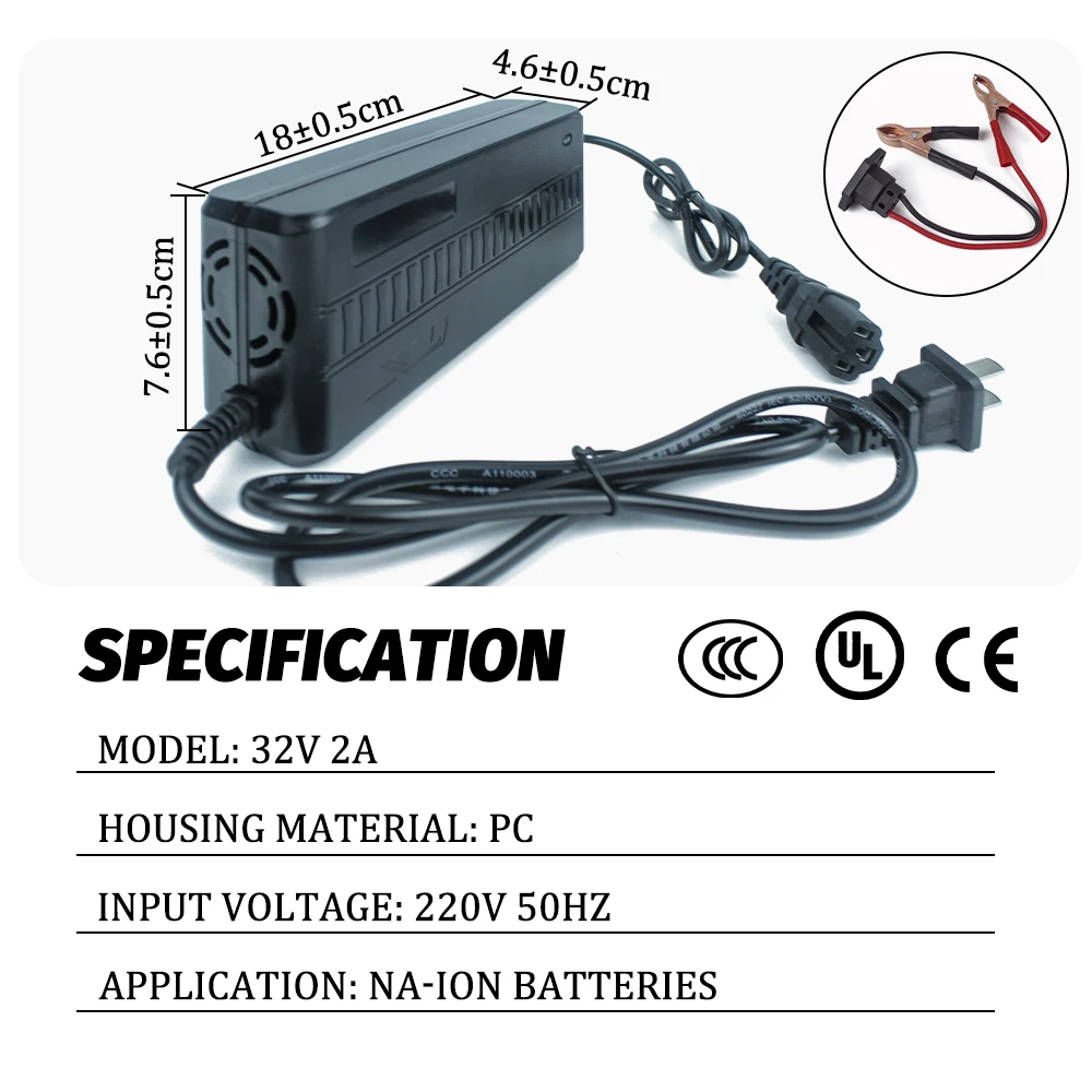 32V 2A SIB Sodium Battery Charger and for 8S 24V Sodium ion Cell NA ion Battery Pack Charger