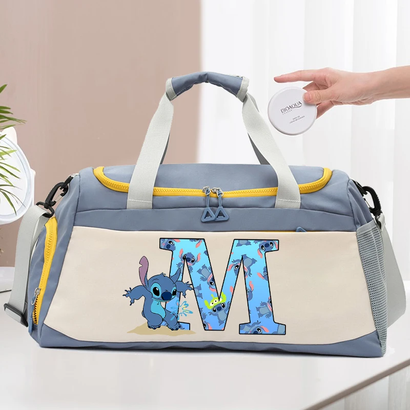 Sac à bagages de grande capacité pour hommes et femmes, sacs de voyage avec lettres imprimées, séparation sèche-humide, sac à main de rangement, sac de Fitness