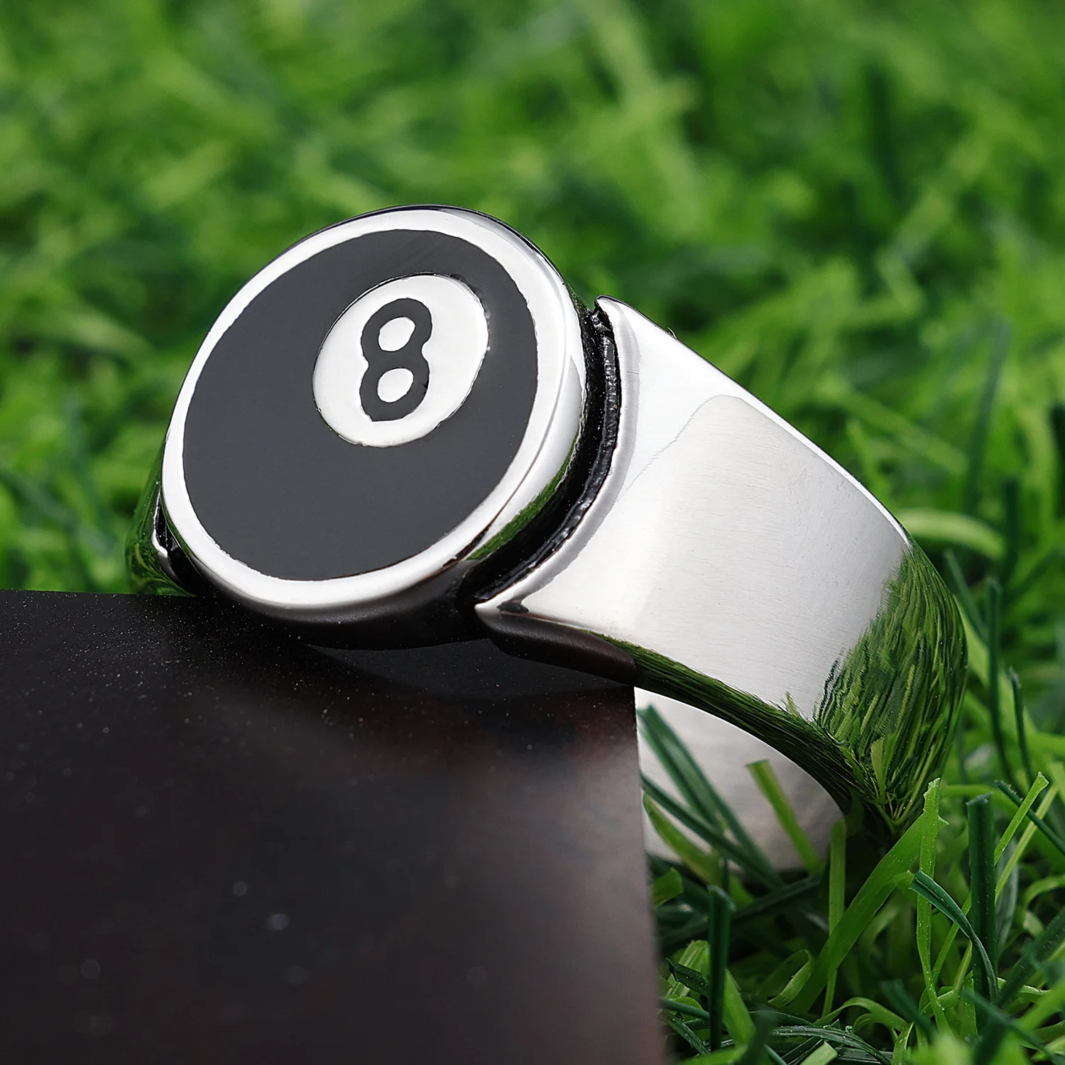 Fashion Punk Stainless Steel Number Black 8 Rings For Men Women Hip Hop Rock Eight Billiard Ball Ring Party Jewelry