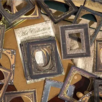 꽃 장식 카드 레트로 액자 스티커, 컷 아웃 프레임 장식, 기하학적 수공예품, DIY 도구, DIY 사진책