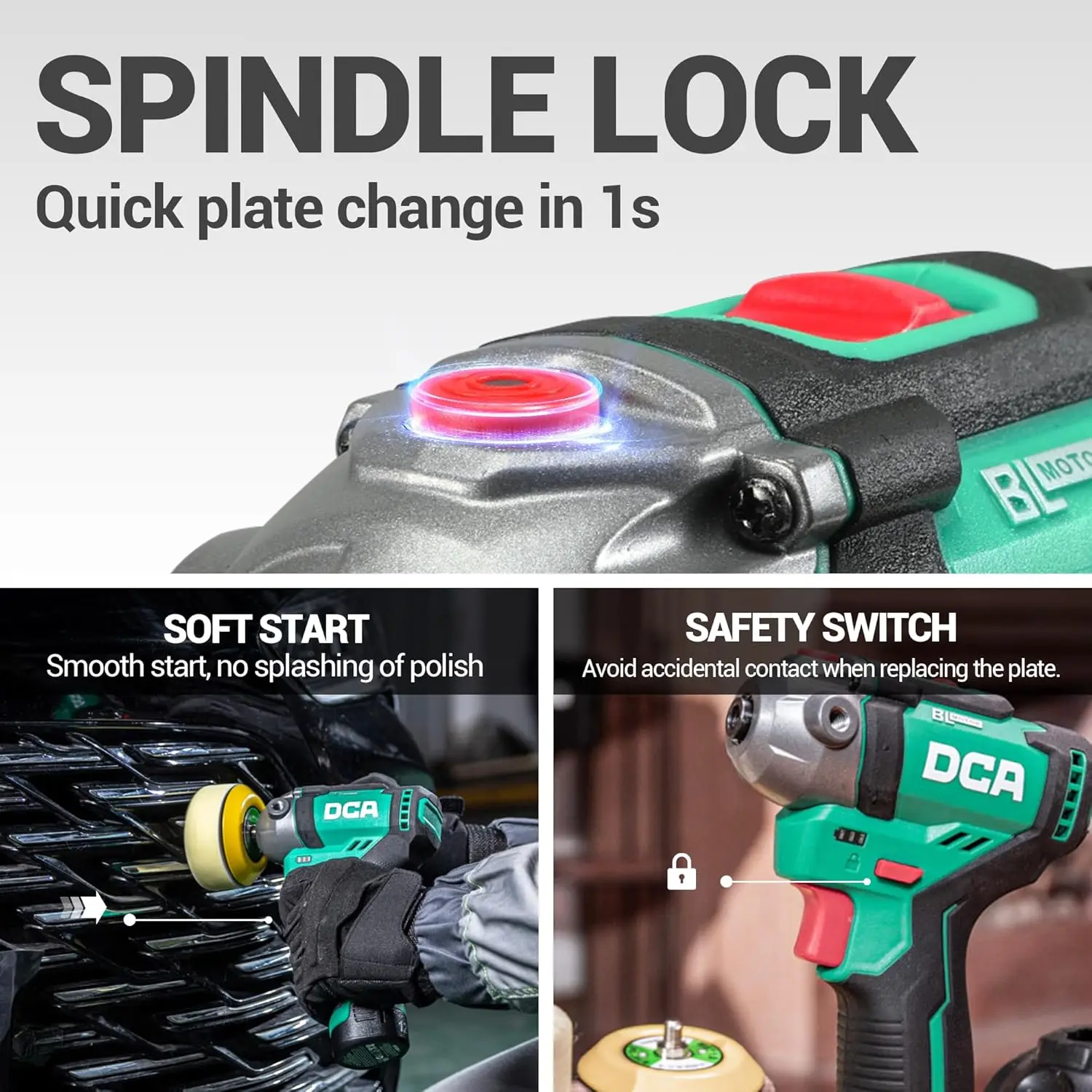 Mesin Poles Tanpa Kabel 12V, Kit Sikat 3' & Sander 2' dengan 2 Baterai 2.0Ah, 2800-8300RPM untuk Detailing Mobil