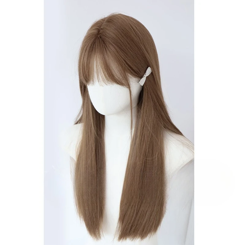 

Wig Female Long Hair Natural Full Headgear Long Straight Hair Natural Air Bangs Wig