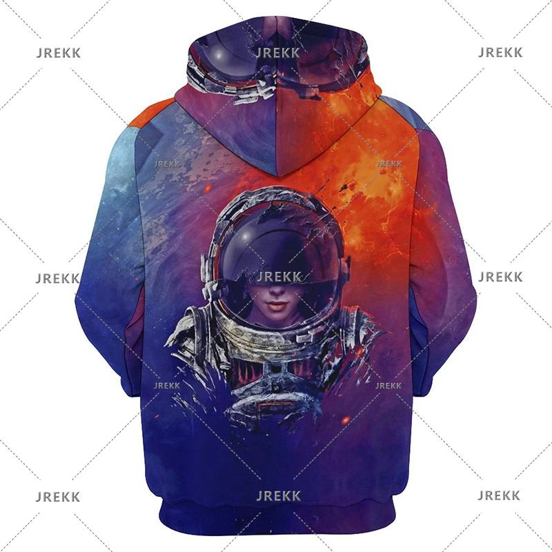 Fashion Astronauts Pattern Hoodie Spring Autumn Trend 3D Printed Sweatshirt Mens Casual Long Sleeve Streetwear Hip Hop Pullovers