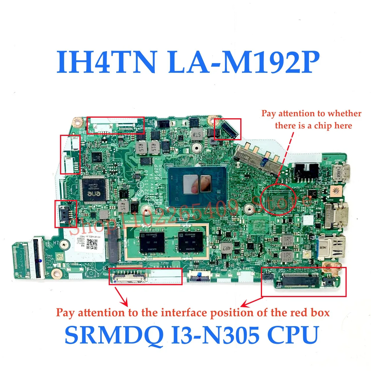 IH4TN LA-M192P เมนบอร์ดคุณภาพสูงสำหรับเมนบอร์ดแล็ปท็อปของ Acer NBVYJ11006พร้อม N100/I3-N305 CPU 100% ผ่านการทดสอบแล้วว่าทำงานดี