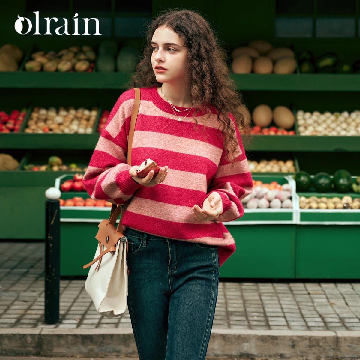 

OLrain Striped Pullovers Sweater Women's Antumn Winter 2025 New Loose Knitted Sweater Fashion Loose Female Jumpers VP56DM86213