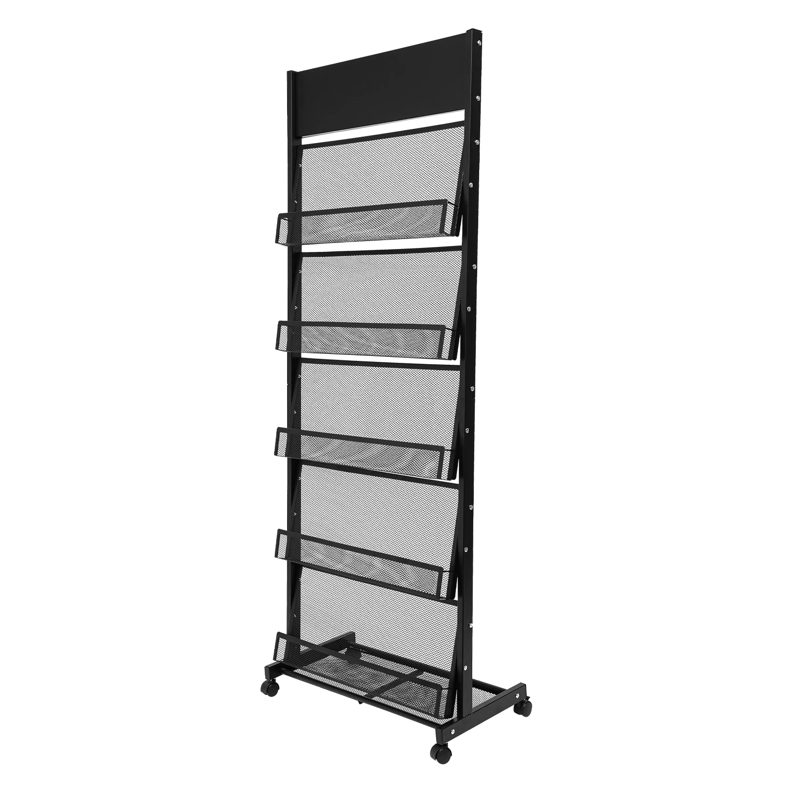 5 Tiers Magazine Display Stand Holder With 4 Universal Wheels For Trade Show 110.23 lbs Load-bearing