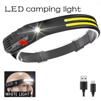 USB Rechargeable COB LED Induction Headlamp With 1200mAh Built-in Battery Head Flashlight Outdoor Camping Fishing Head Lantern