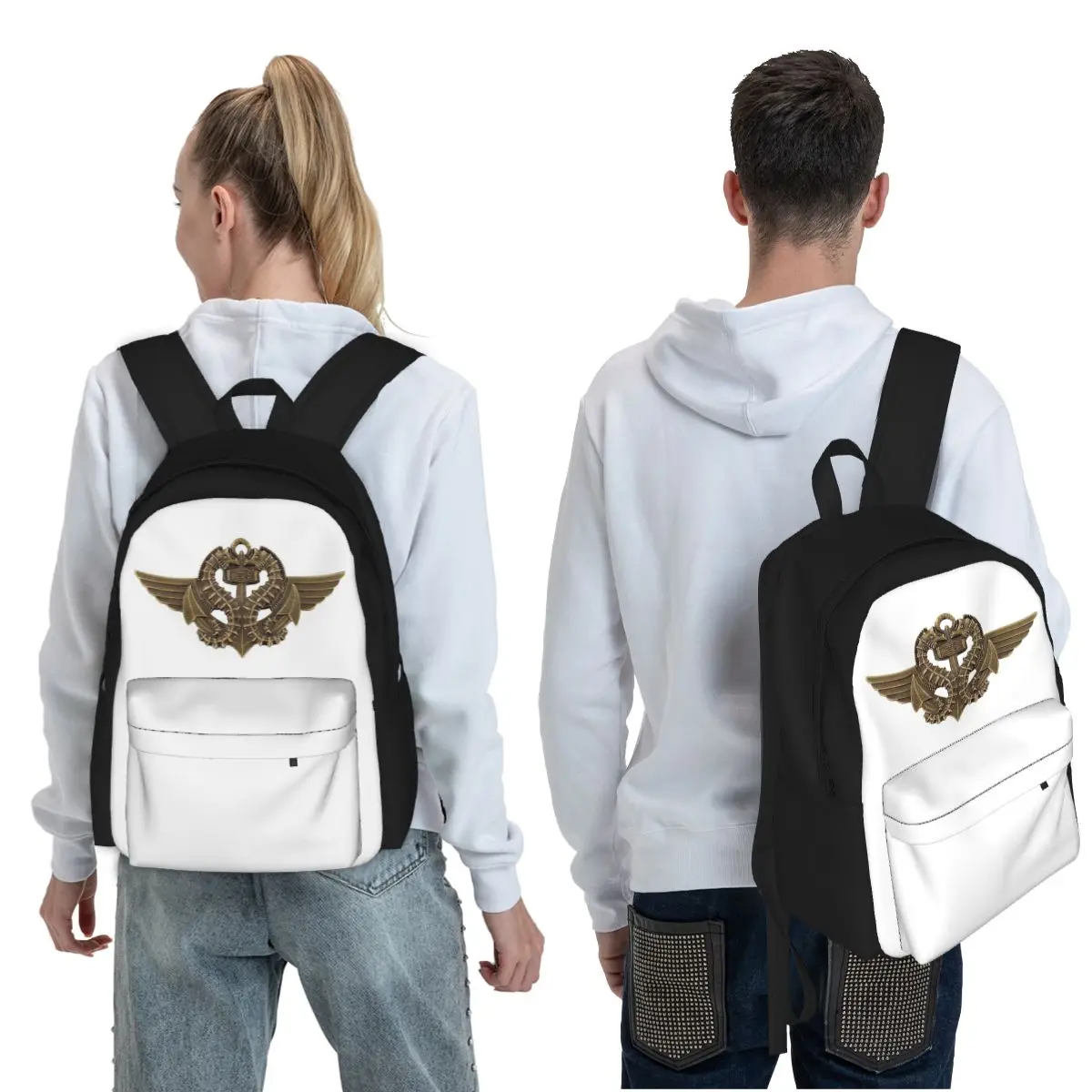 French Combat Swimmer Certificate Student Backpack School Bag Hiking Travel Daypack for Boys Girls Fashion Bookbag Shoulder Bags