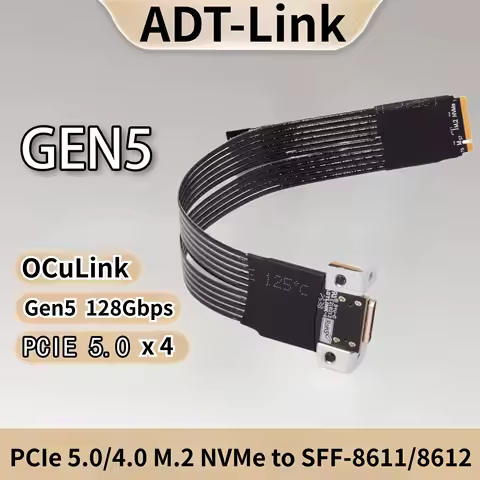 128Gbps M.2 to Oculink Extension Cable for PC Desktop External Graphics M2 M-key NVME to SFF 8612 / 8611 PCIe 5.0/4.0 X4 Adapter