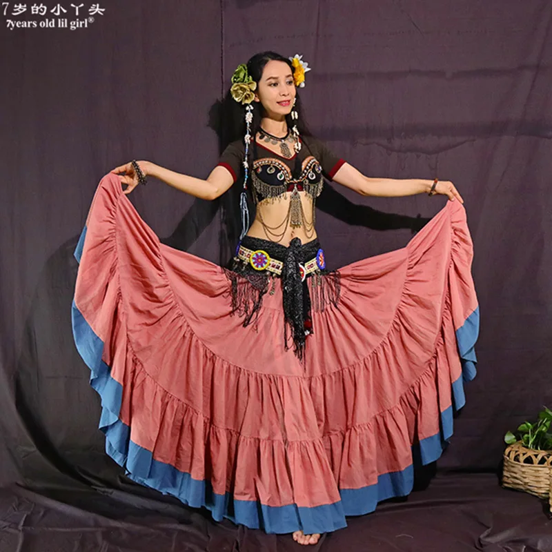 Tribal Belly Dance Skirts ATS Performance Cotton Flamenco Clothing  Long Full Circel Gypsy CWW05