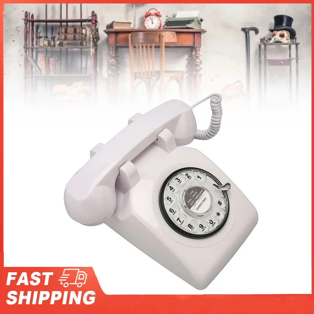 

1980 Style Retro Rotating Phone Old Fashioned Vintage Landline Phone with Mechanical Ringer Speaker for Household Office Hotel