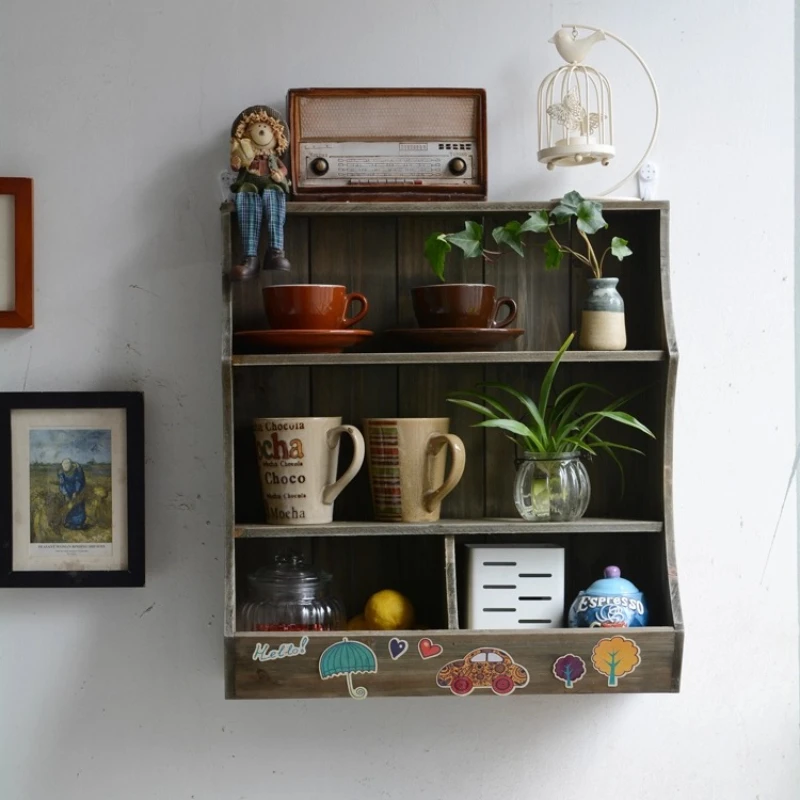 

Настенная полка из массива дерева, шкаф для хранения со стойкой, универсальная книжная полка-органайзер, кухонный держатель для чашек, подставка