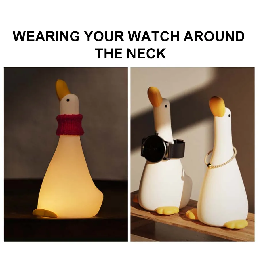 Lampka nocna LED w kształcie kreskówkowej kaczki, ładowana przez USB, idealna do sypialni, pokoju dziecięcego, na urodziny, prezent dla dziecka, urocza lampka nocna z silikonu.