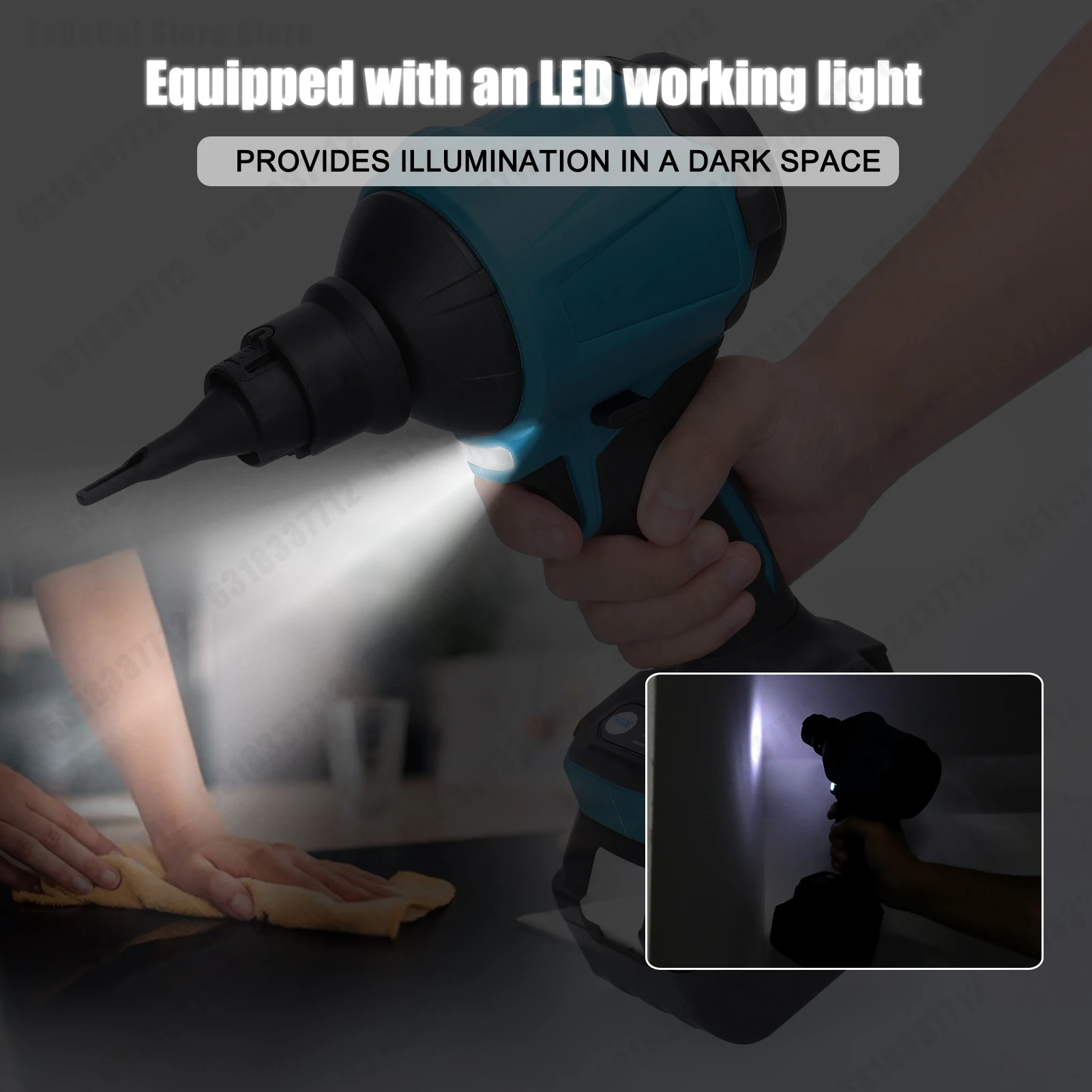 آلة غبار الهواء اللاسلكية، تنظيم السرعة بدون خطوات، منفاخ غبار كهربائي قابل لإعادة الشحن، منفاخ منظف