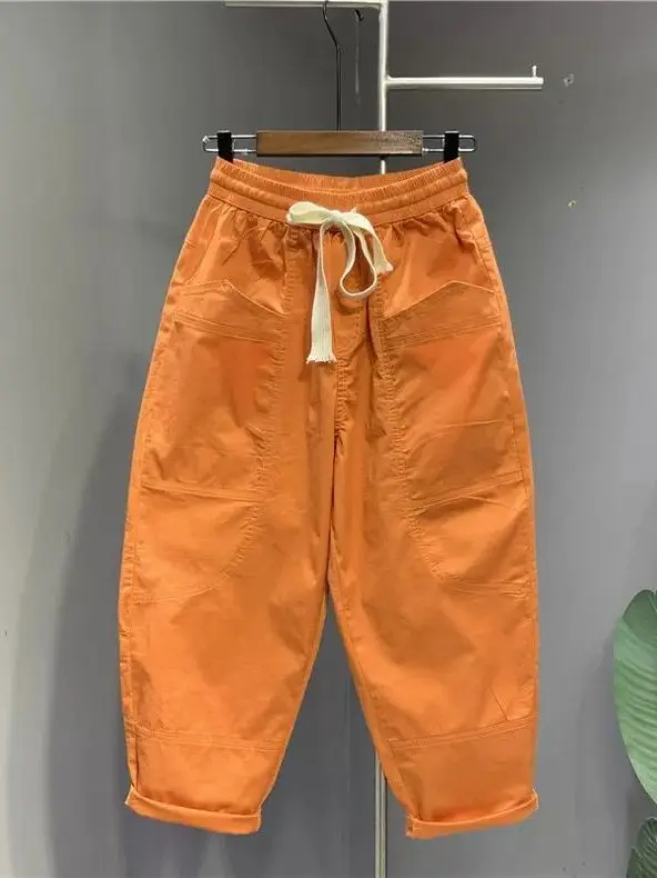 

American Retro Casual Harlan Pants Men Summer Extra Large Size 300 Pou Big ket Rutabaga Slimming Dad Pants