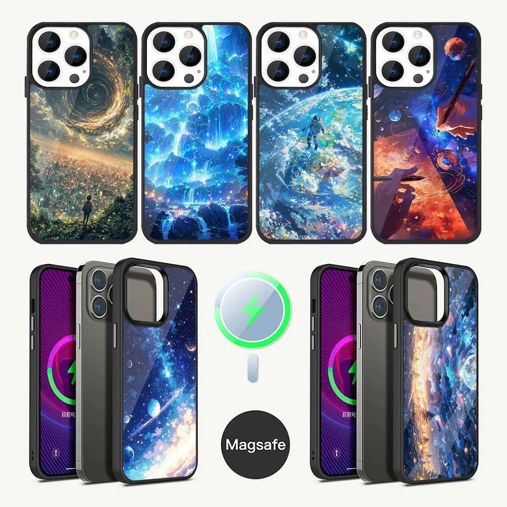 

starry night sky space scifi art Phone Case For iPhone 16,15,14,13,12,11,Plus,Pro,Max Mini Magsafe Magnetic Wireless Charging