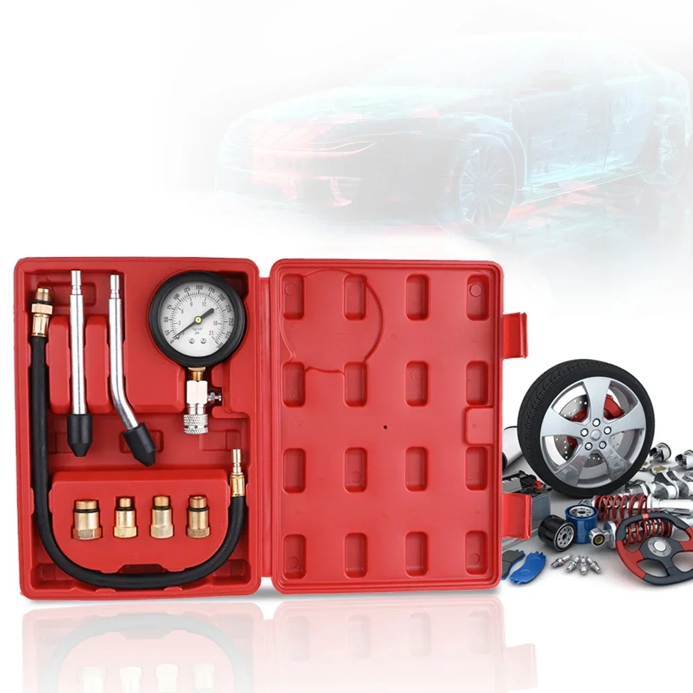 

Gasoline Engine Tester Auto Petrol Gas Engine Cylinder Automobile Pressure Gauge Tester Automotive Test Kit 0-300psi with Case