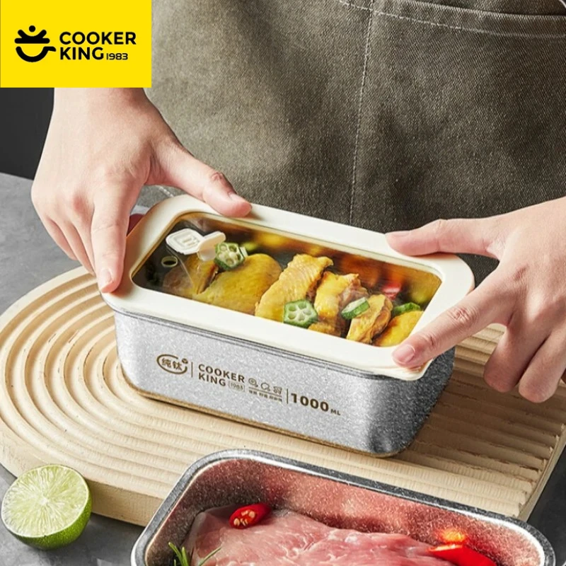 COOKER KING 450/1000 ml Titan-Lunchbox, Kristall-Konservierungsbox, Titan + gehärtetes Glas, große Kapazität, leicht, Camping