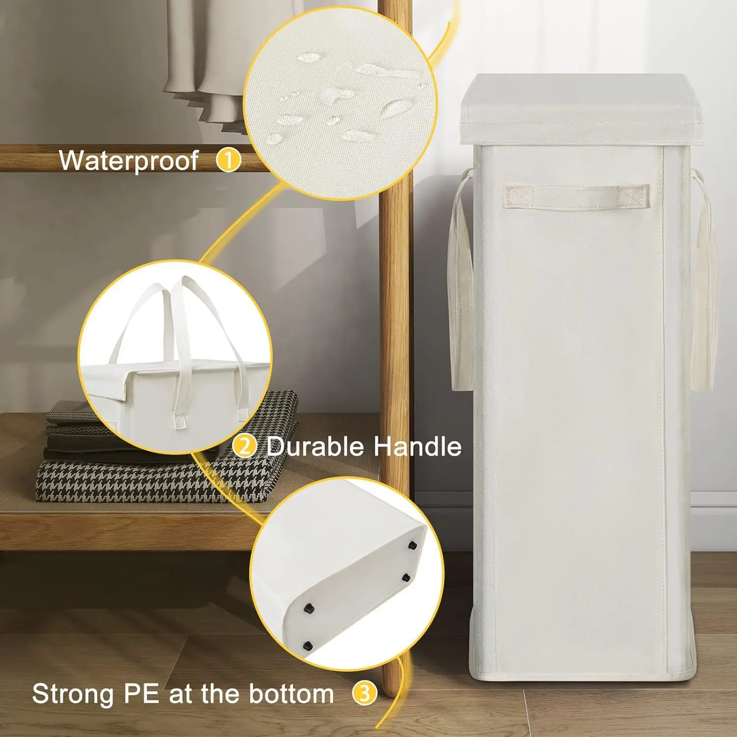 1 Covered Laundry Basket, Enclosed Laundry Basket, Suitable For Bedrooms, Bathtubs, Laundry Rooms, Dormitories