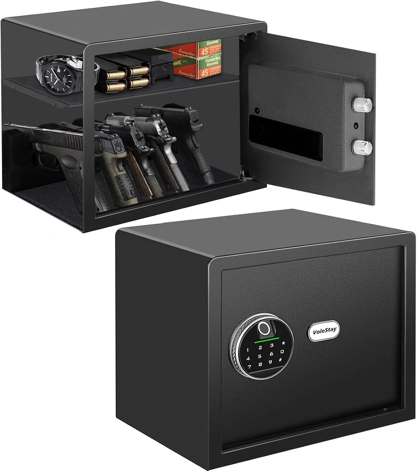 Biometric Home Safe, Fingerprint Gun Safe Lock Box,Money Box for Jewelry Handgun Cash Valuables,Perfect for Home/Office/Hotel, B