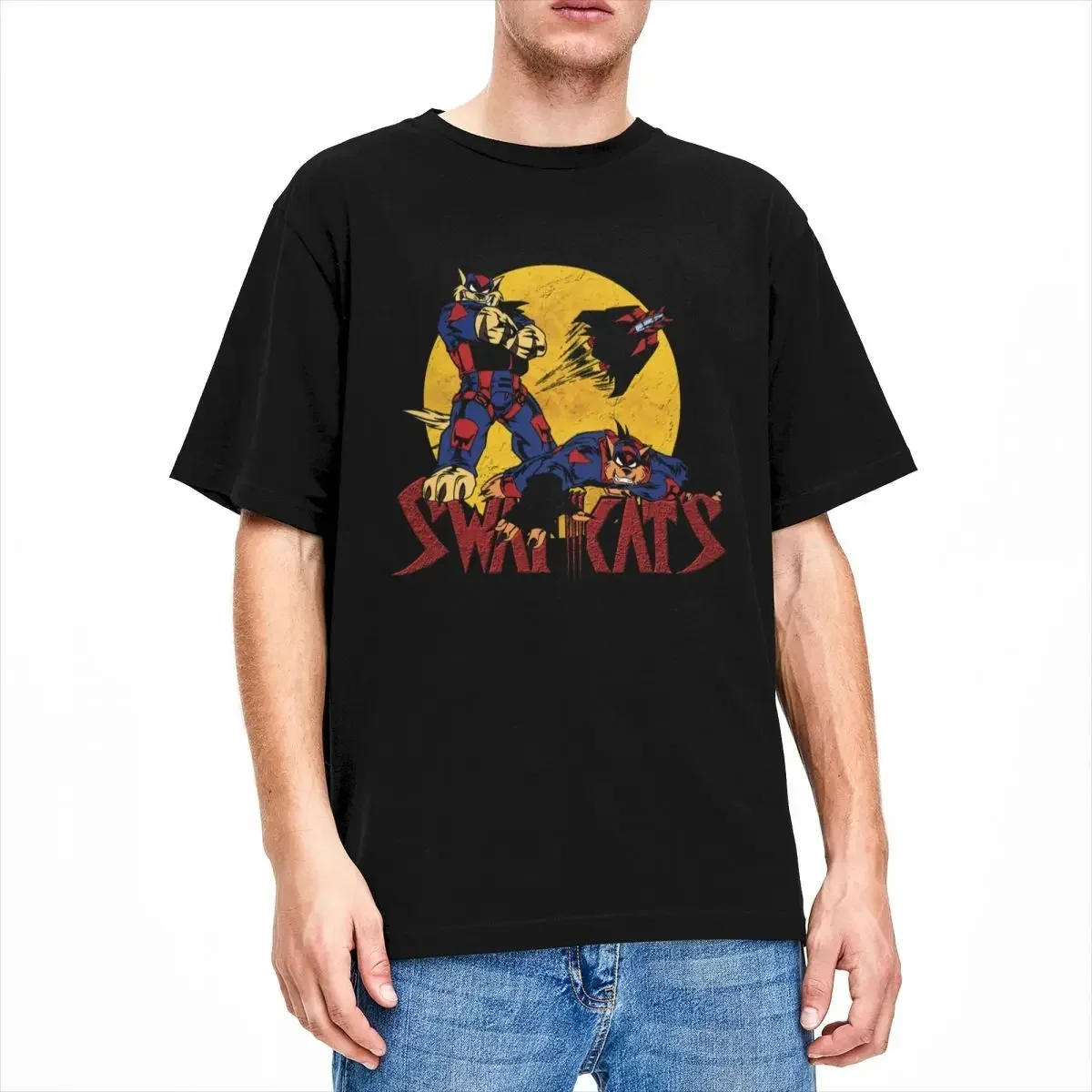 Stuff Funny Tees Short Sleeve T-Shirt 100% Cotton All Seasons Tops SWAT Kats The Radical Squadron for Men  T Shirts 2024