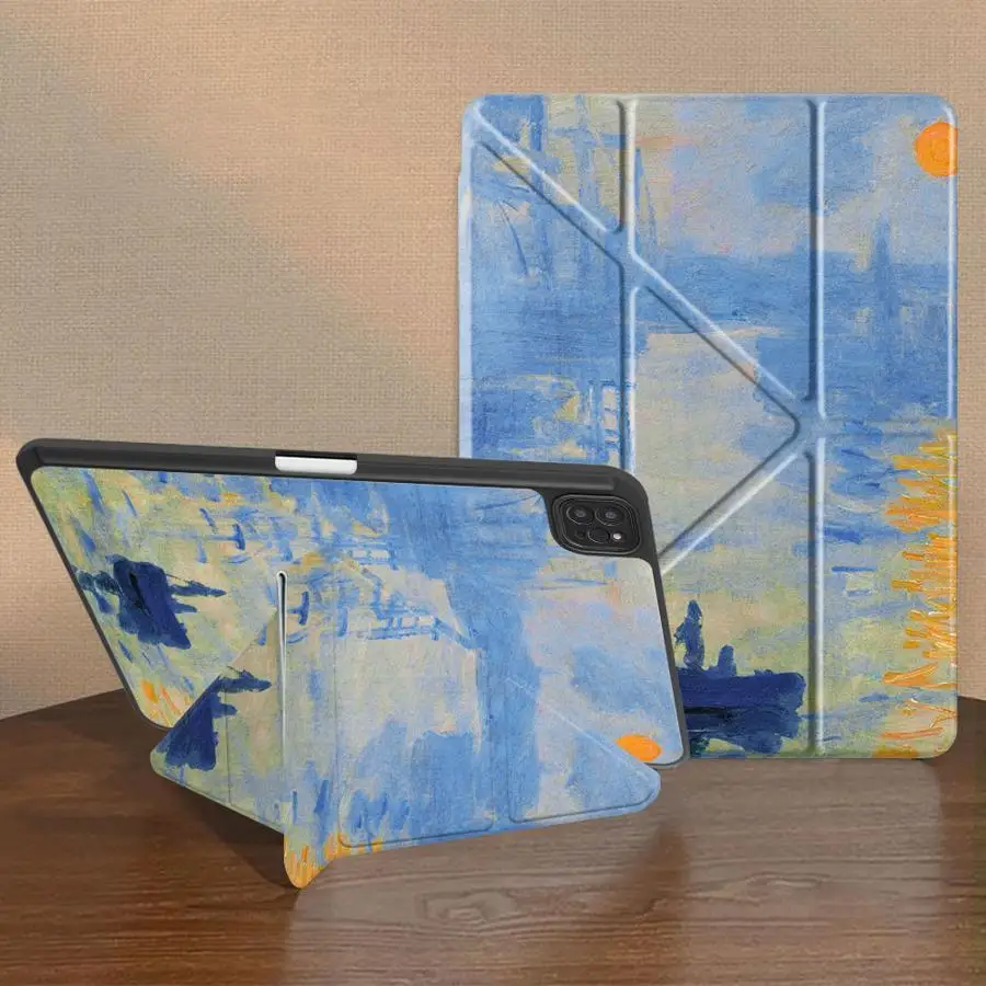 

Чехол-подставка для планшета с дизайном в стиле масляной живописи для iPad Air 4 5 M3 M2 1 2 M4 11 дюймов Pro 2025 Pro 11th 10th 9th 8th 7th