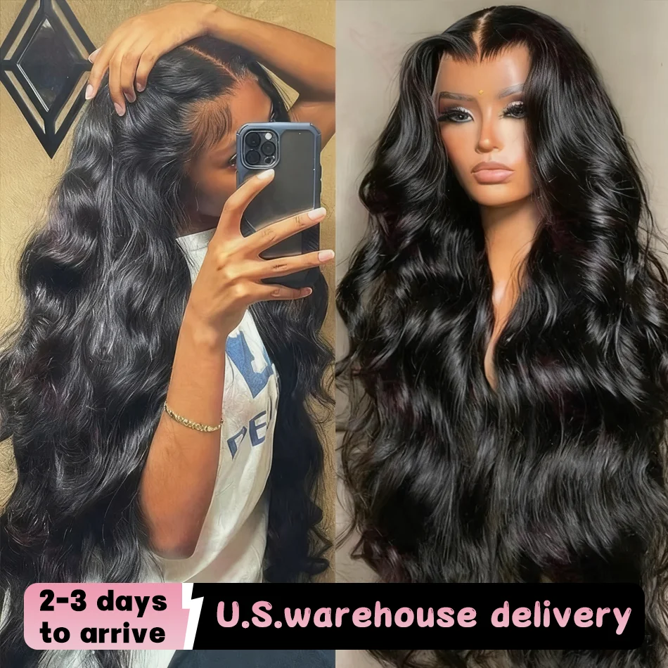 13x6 Hd Lace Front Wig 30 40 Inch Body Wave 100% Human Hair Wig 250 Density Brazilian Natural Black Color Wet And Wavy Human Hair Lace Frontal Pre Plucked Wigs For Women
