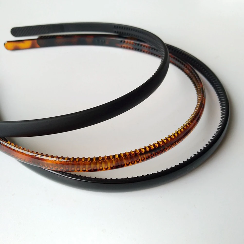 

6Pcs Resin Hair Hoops Anti-Slip Teeth Hair Band Face Washing Headband Women Headwrap Black Rubber Colors