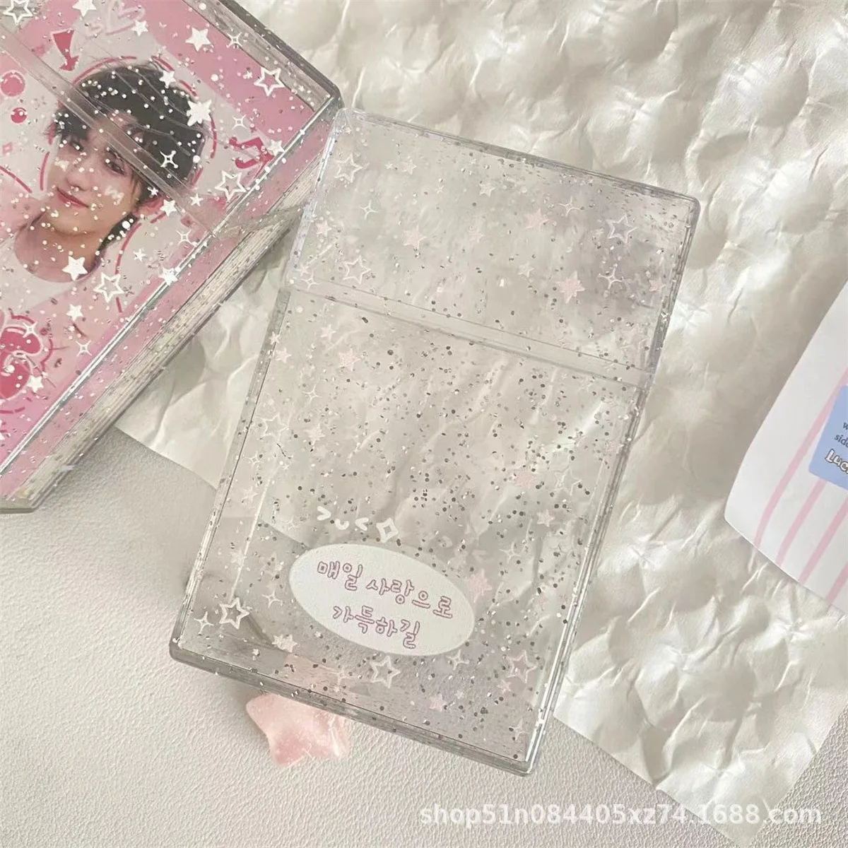 MINKYS Bling Bling Star Kpop Photocards Storage Box School Office Stationery