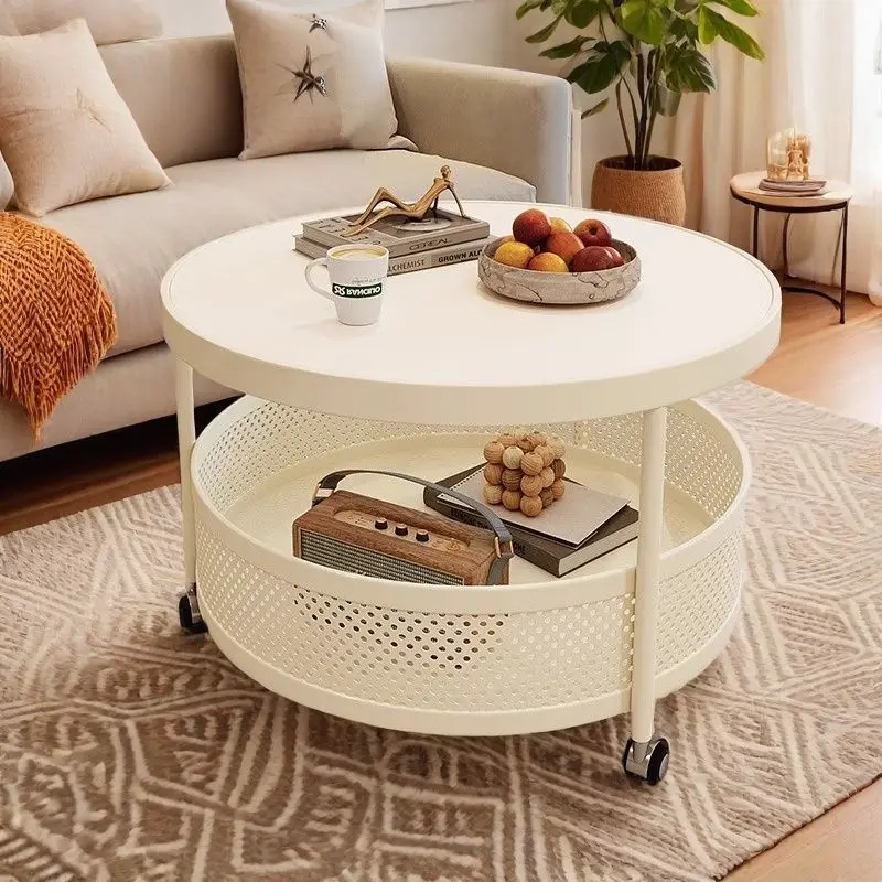 Simple style light luxury rock slab living room coffee table small apartment household round net red
