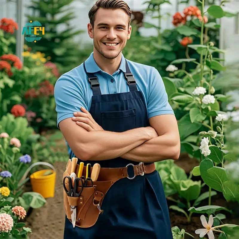 

AEE4-Leather Garden Tool Belt, Gardening Utility Belt, Garden Tool Storage Bag For Gardeners And Gardeners