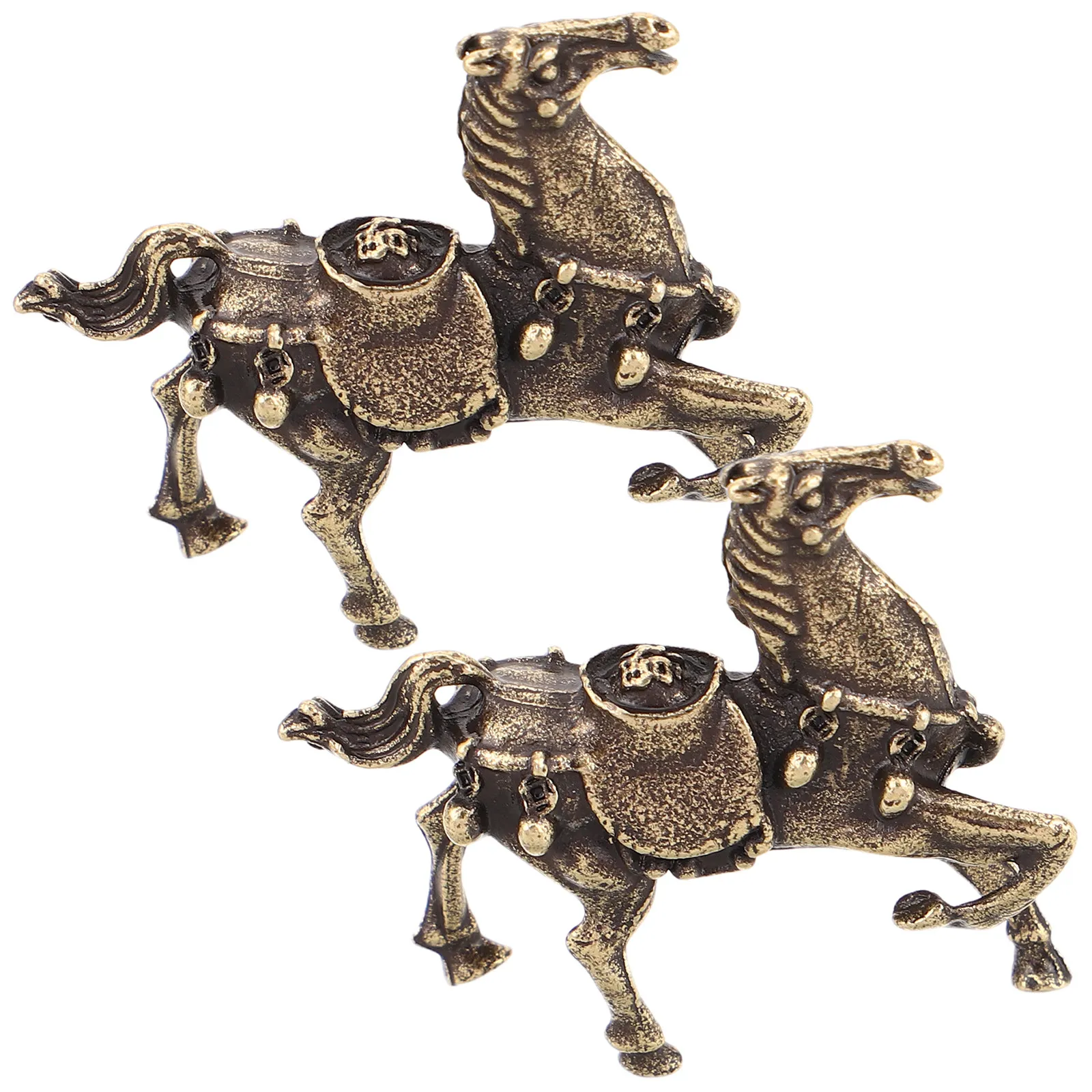 2 Pcs Fortune Horse Ornaments 2026 Chinese Figurine New Year Statue Cute Desk Decor Car Dashboard Mini Zodiac