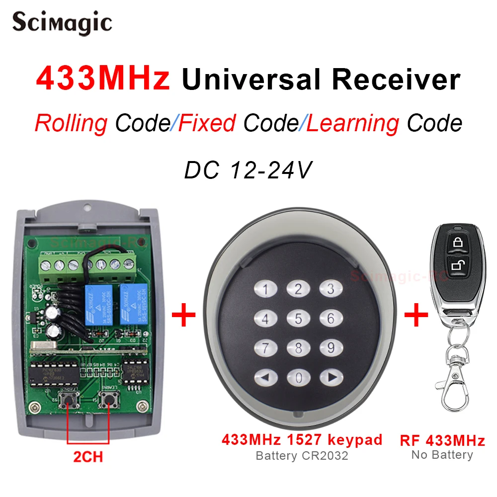 433.92mhz 2CH Wireless Remote Keypad Password Switch Kit For Gate Door Access Control 433MHz Universal Garage Door Gate Opener