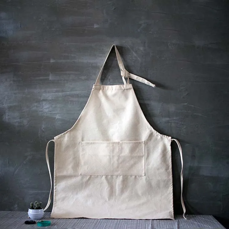 Simple Handcrafted Long Beige Sail Fabric Apron Hanging All Over The Neck Student Art Painting Artisan Work Men's And Women's