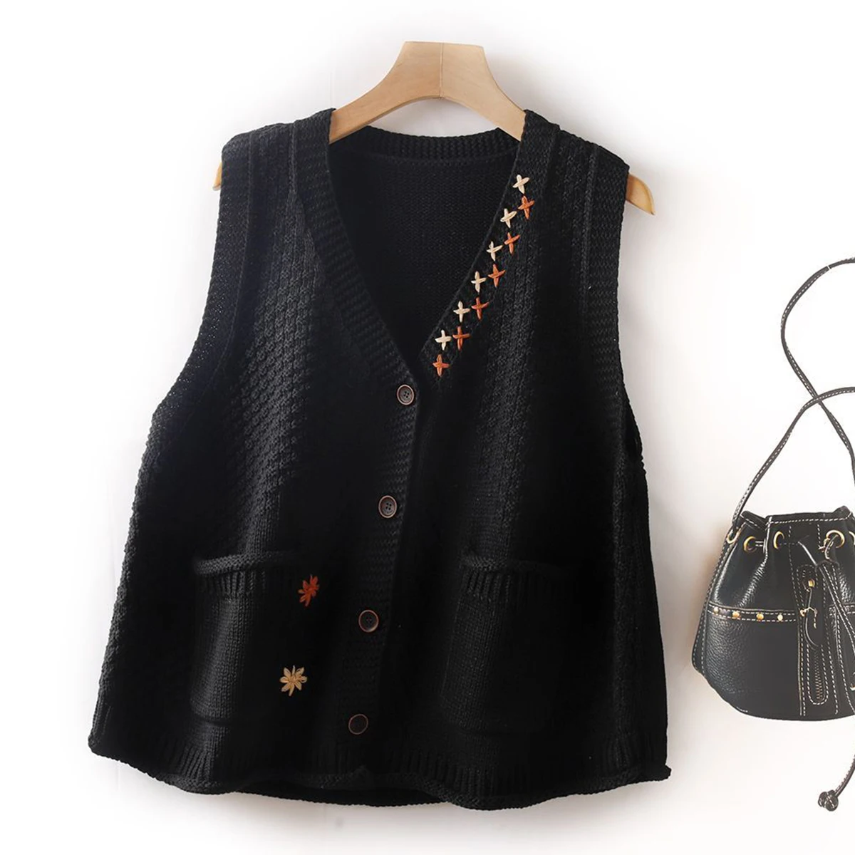 Fashionable Knitted Vest Top Layering Loose Outerwear Artistic Style Women's Spring Autumn New Arrival Open Cardigan Shirt