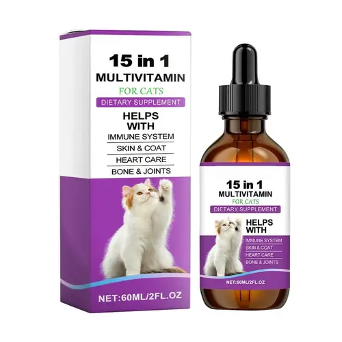 고양이용 바디 케어 드롭, 15 in 1, 60ml 바디 케어 드롭, 조인트 케어 스킨 및 코트 지원 