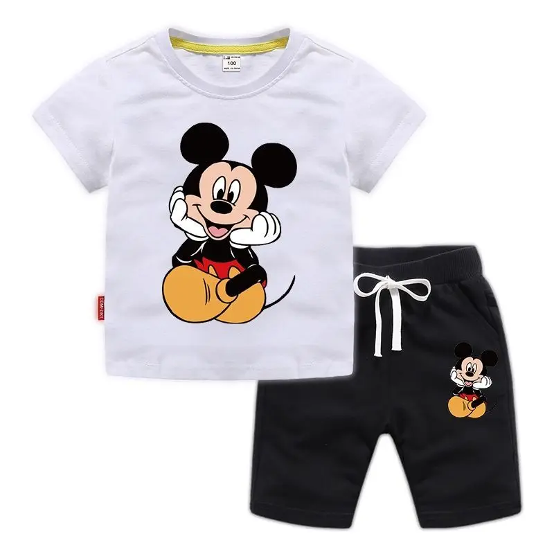 Children\'s Clothing Boys Summer Clothing Set Short Sleeve T Children\'s Cotton T-Shirt Girls Sports Mickey Set