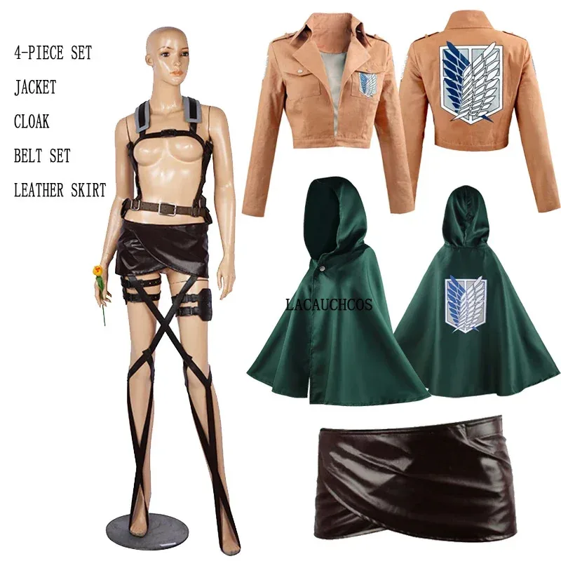 اليابانية هوديي هجوم على تيتان عباءة Shingeki no Kyojin سترة الكشافة الفيلق تأثيري حلي معطف الأخضر كيب إرين ليفيا ؛ 2 ، c'4