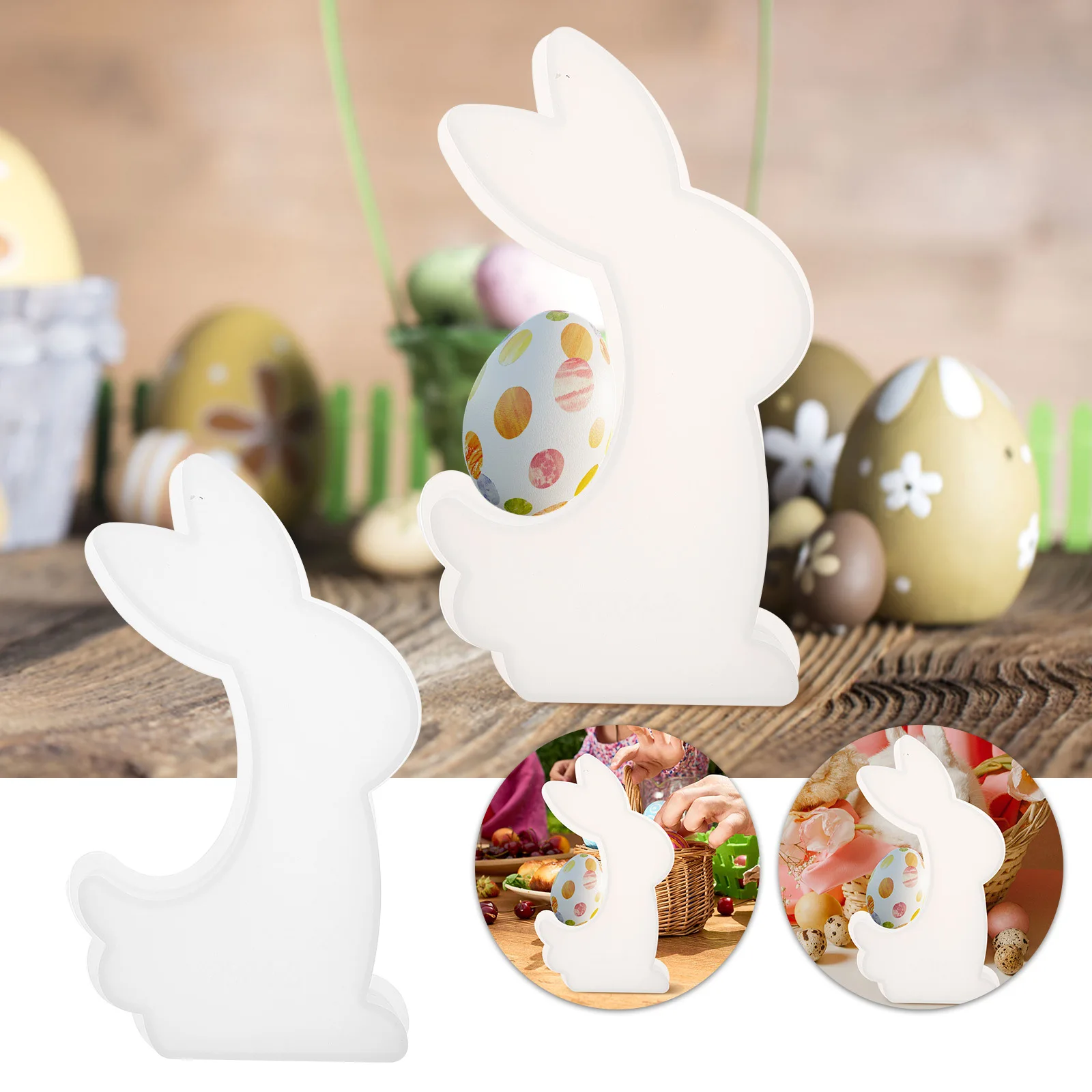 

Rabbit Shaped Epoxy Silicone Mold Easter DIY Craft Mold Flexible Durable for Casting Decorative Rabbit Craft Supplies