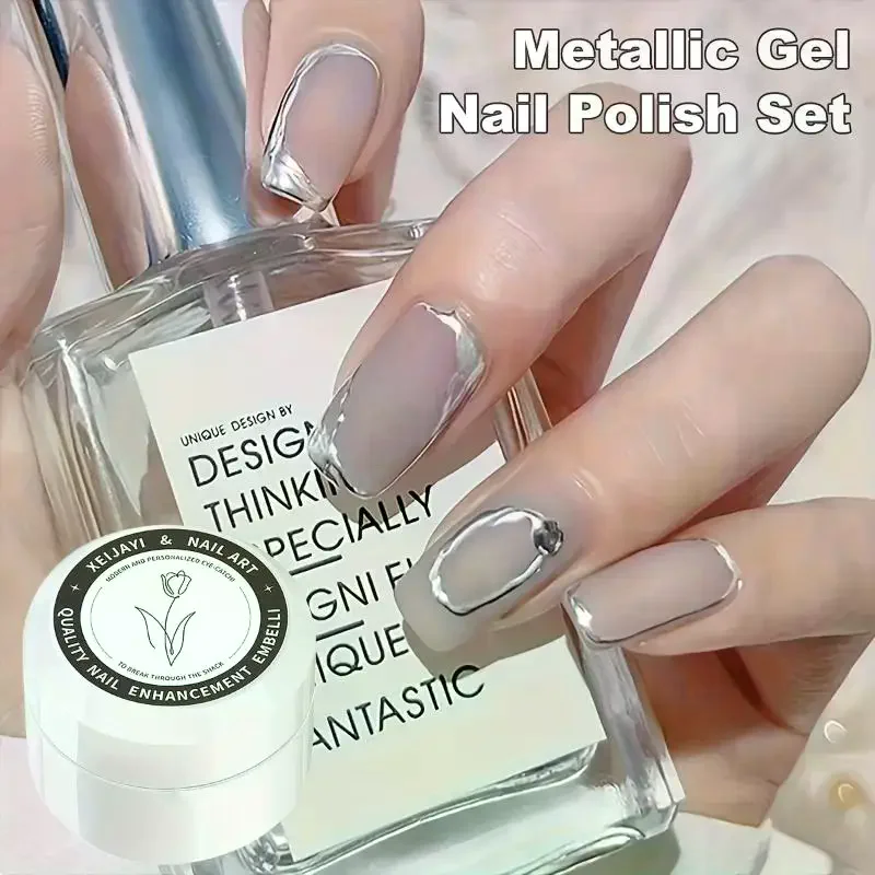 2 Stuks Metallic Geschilderd Gel Nagellak 3D Professionele Elastische Geschilderd Lijm Vernis Lak Tekening Lijm Nail Art Decoratie