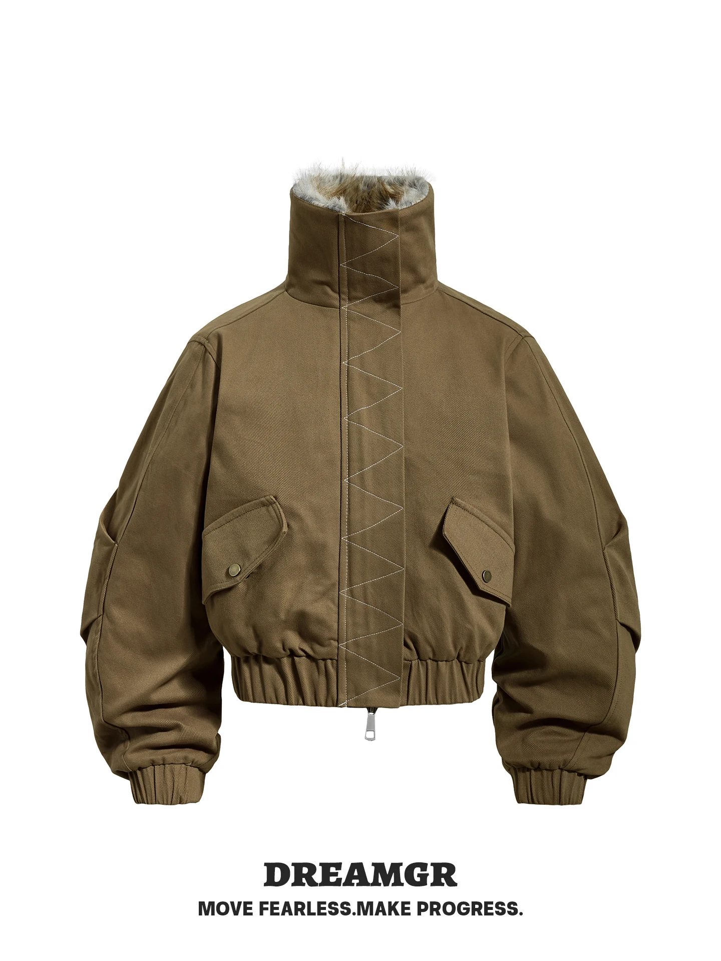 

Retro American Barn Owl Thiened ort Cotton Jaet Men Women Winter Warm Workwear Cotton Coat with Fur Collar Youth Faion