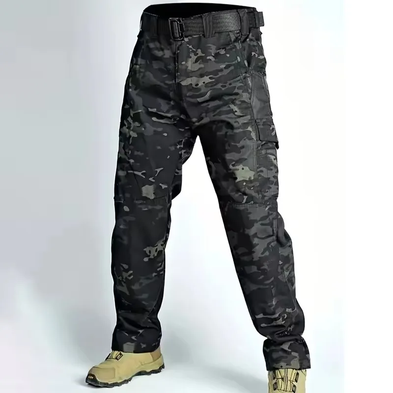 NONE Taktische Freizeithose für Herren mit mehreren Taschen, Cargohose, Outdoor-Wanderhose, verschleißfeste Trainingsoverall 4